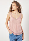 Floral Embroidery Crochet Cotton Top, Pink, large