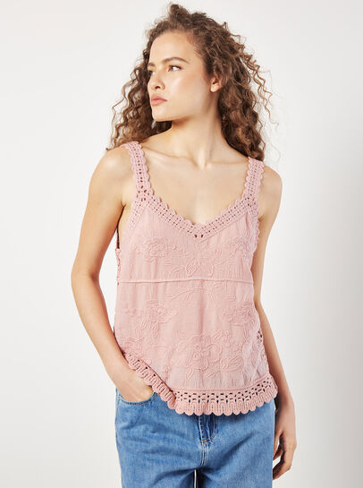 Embroidered Crochet Top