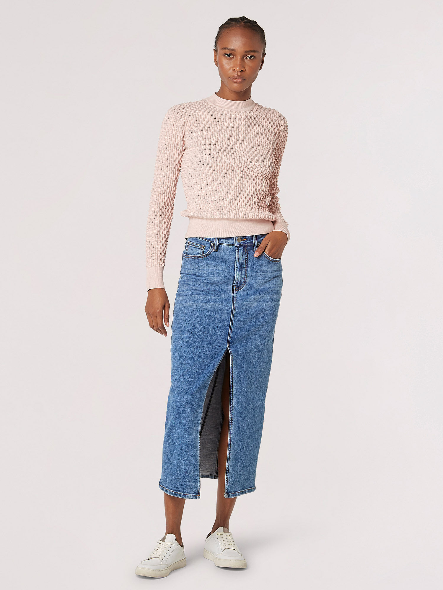 3D Textured Knitted Jumper Apricot Clothing