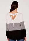 Colourblock Ribbon Back Jumper, Black, large