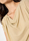 Short Sleeve Jersey Sparkle Top, Gold, large
