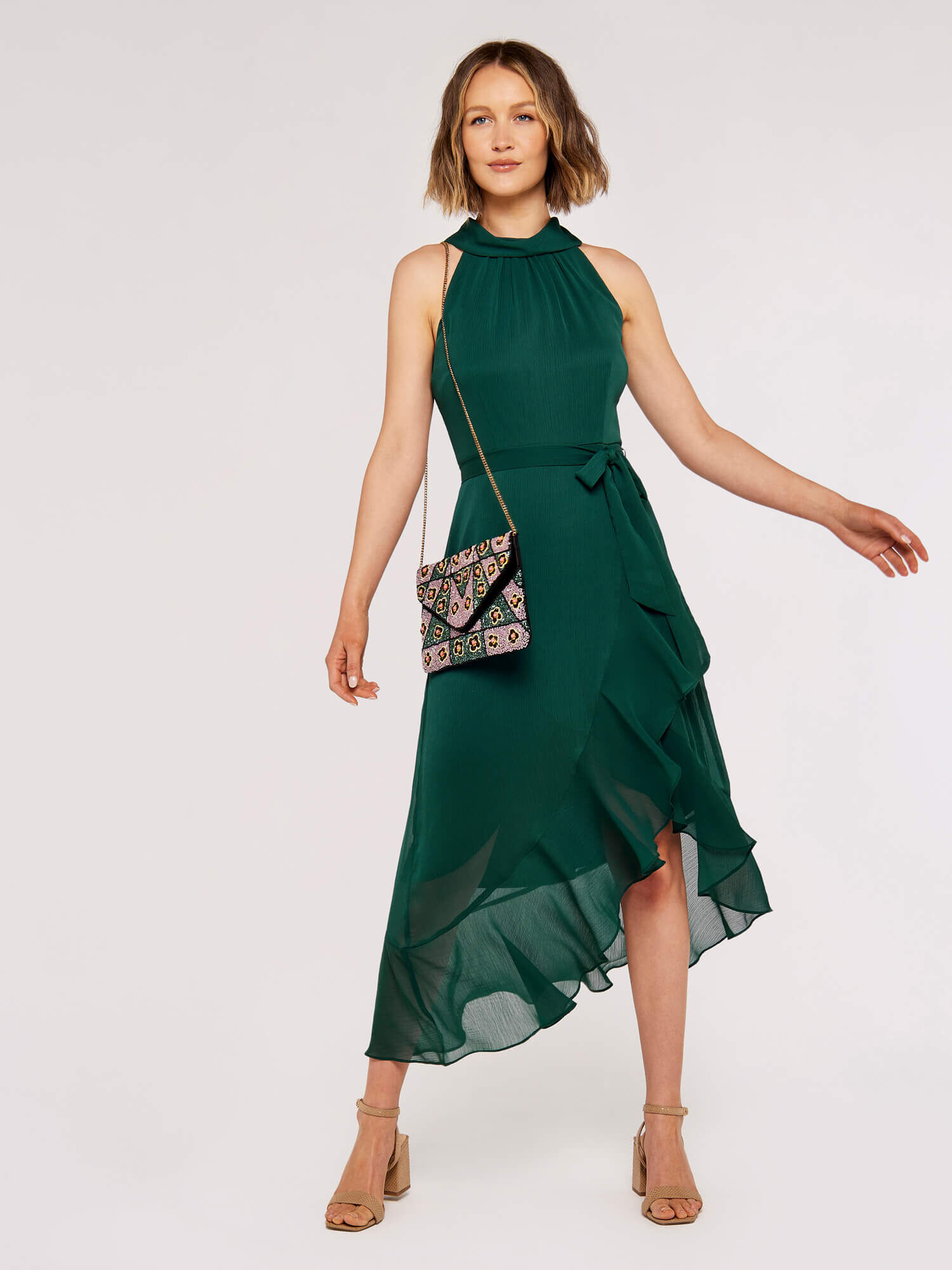 Halter ruffle top dress