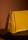Quilted Velvet Makeup Pouch, Brown, large