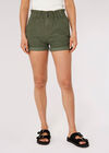 Denim Turn Up Shorts, Khaki, large