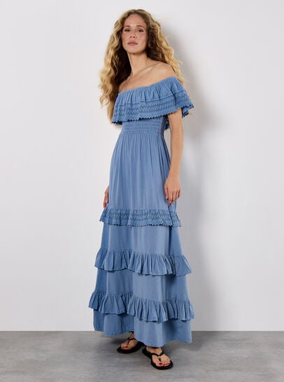Bardot Lace Detail Maxi Dress