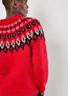 Fair Isle Chunky Knit Jumper, Red, large