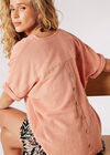 Back Button Detail Oversized Blouse, Coral, large