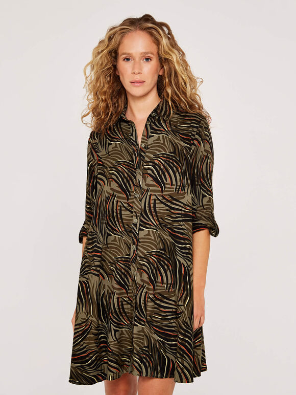 Silhouette Zebra Shirt Dress, Khaki, large