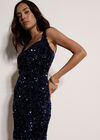 Sequin Velvet Bodycon Mini Dress, Navy, large