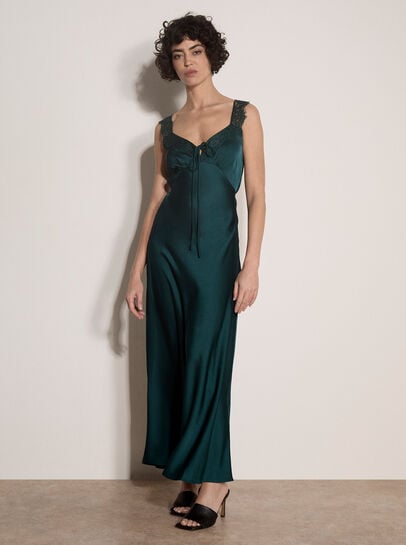 Satin Lace Maxi Dress