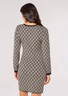 Geo Diamond Knit Mini Dress, Khaki, large