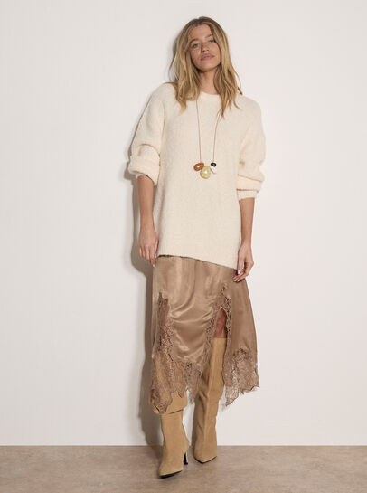 Soft Boucl&eacute; Oversized Long Jumper