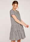 Mini Gingham Shirt Tiered Dress, Black, large