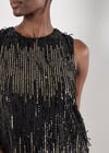Sequin Fringe Top, Black, large