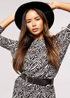 Zebra Cocoon Mini Dress, Grey, large