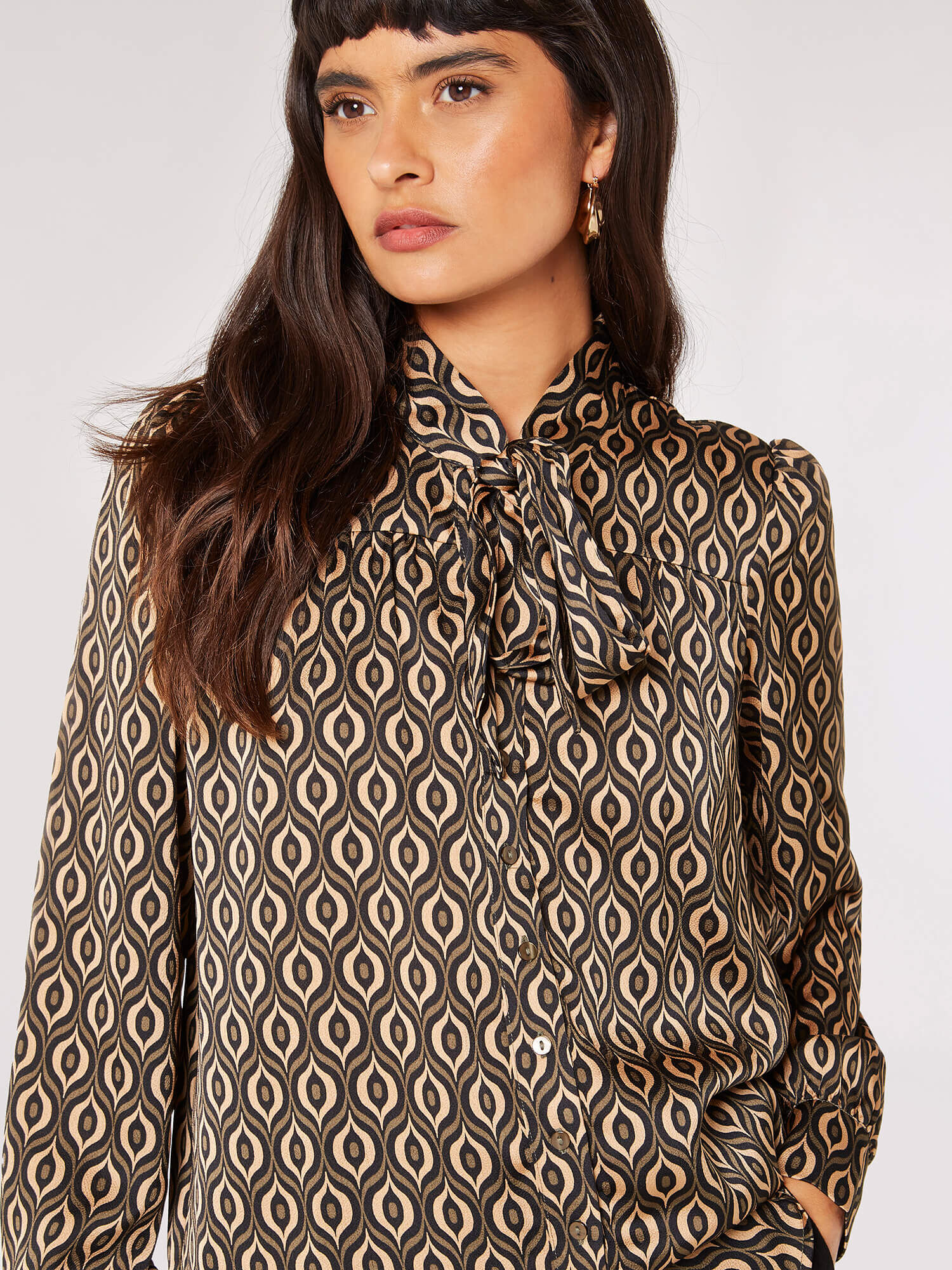Tie neck top satin blouse