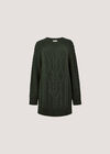 Cable Knit Jumper Mini Dress, Green, large