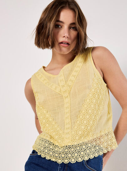 Cotton Lace Bow Top