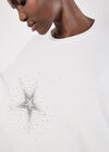 Stud Star Batwing Tunic Jumper, White, large