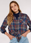 Checked Cotton Flannel Shirt, Blue, large