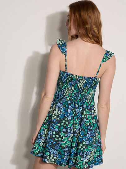 Vintage Floral Ruffle Mini Dress