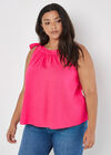 Curve Textured Tie Shoulder Top, Fuchsia, large