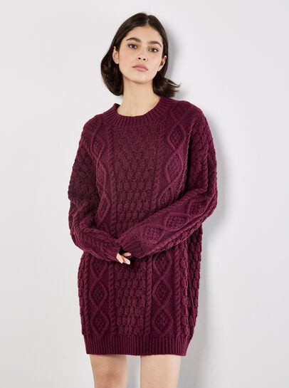 Cable Knit Oversized Jumper Mini Dress