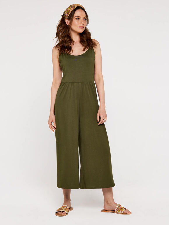 Strappy Culotte Jumpsuit, Green, large