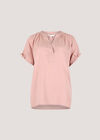 Ruffle Sleeve Woven T-Shirt, Pink, large