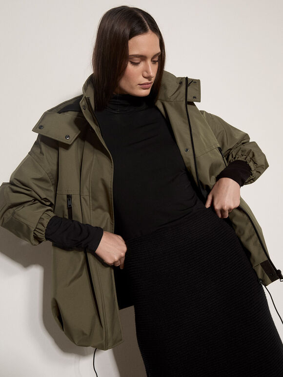 Technical Parka Jacket, Khaki, large