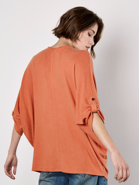 Soft Touch Oversized Batwing Top, Coral, large
