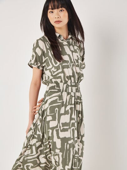 Geo Grecian Shirt Midi Dress