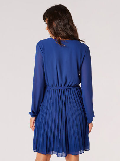 Pleated Chiffon Wrap Mini Dress