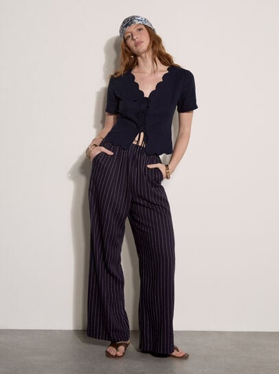 Linen Blend Tie-Up Top