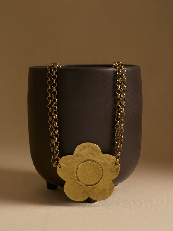 Flower Chain Waist Belt, Gold, large