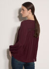 Crochet Insert Shimmer Blouse, Burgundy, large