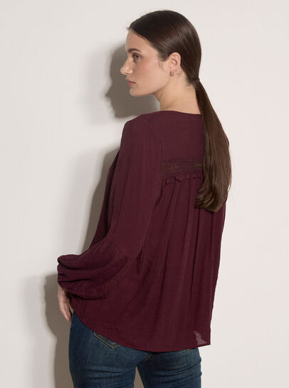 Crochet Insert Shimmer Blouse