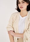 Chunky Cable Knit Longline Cardigan, Cream, large