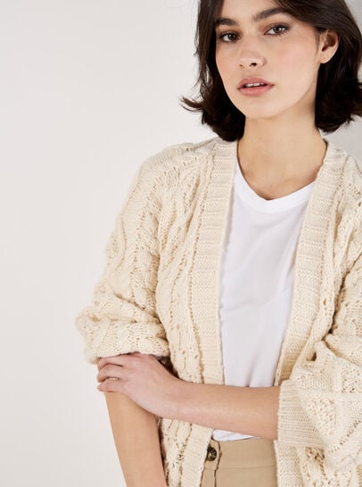 Chunky Cable Knit Longline Cardigan