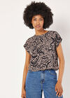 Mixed Animal Textured Cropped T-Shirt, Grey, large