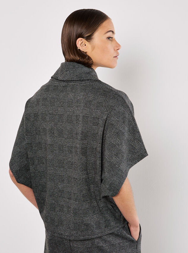 Check Print Batwing Top, Grey, large
