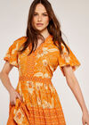 Floral Patchwork Print Maxi Dress, Orange, large