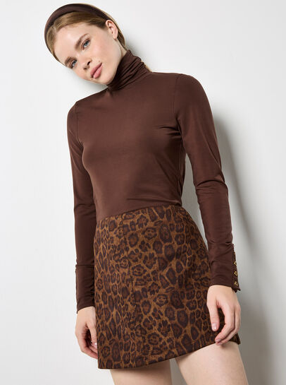 Leopard Suedette Mini Skirt