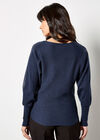 Diamante Ribbed Batwing Jumper, Navy, large