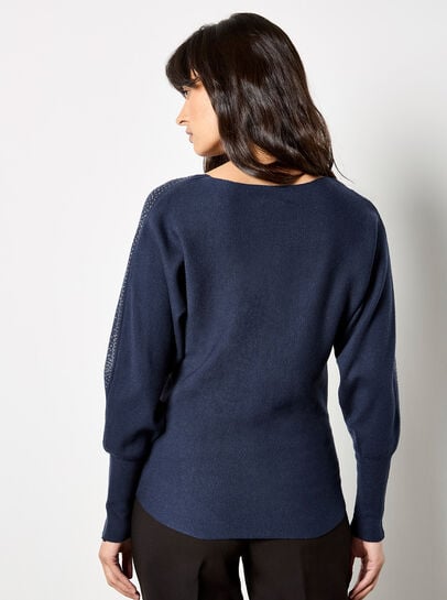 Diamante Ribbed Batwing Jumper