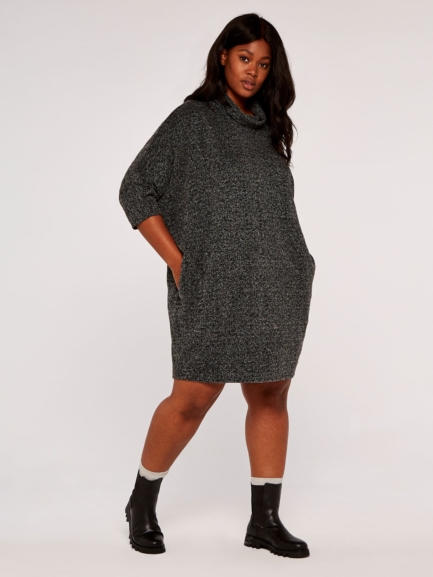 Curve Jacquard Cocoon Dress | Apricot UK