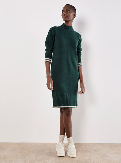 Tipped Knitted Jumper Midi Dress