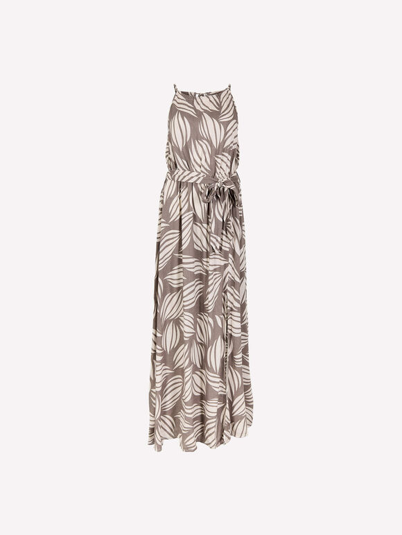 Shell Print High Neck Maxi Dress

, Stone, large
