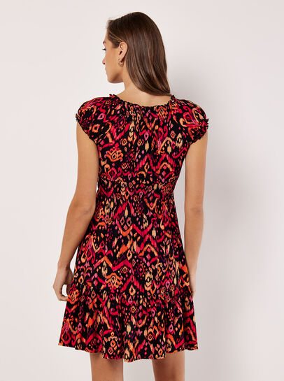 Colourful Ikat Milkmaid Mini Dress