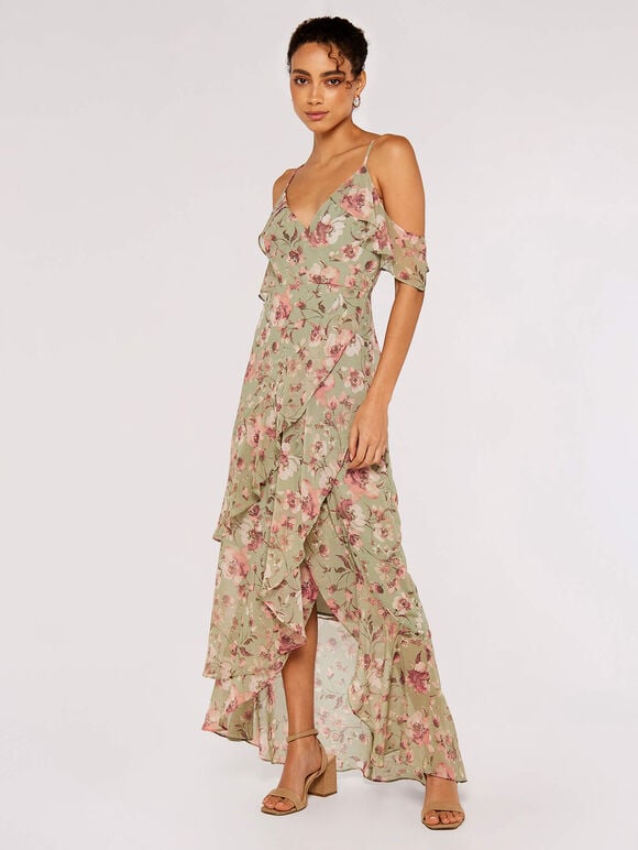 Watercolour Blooms Midi Dress, Mint, large